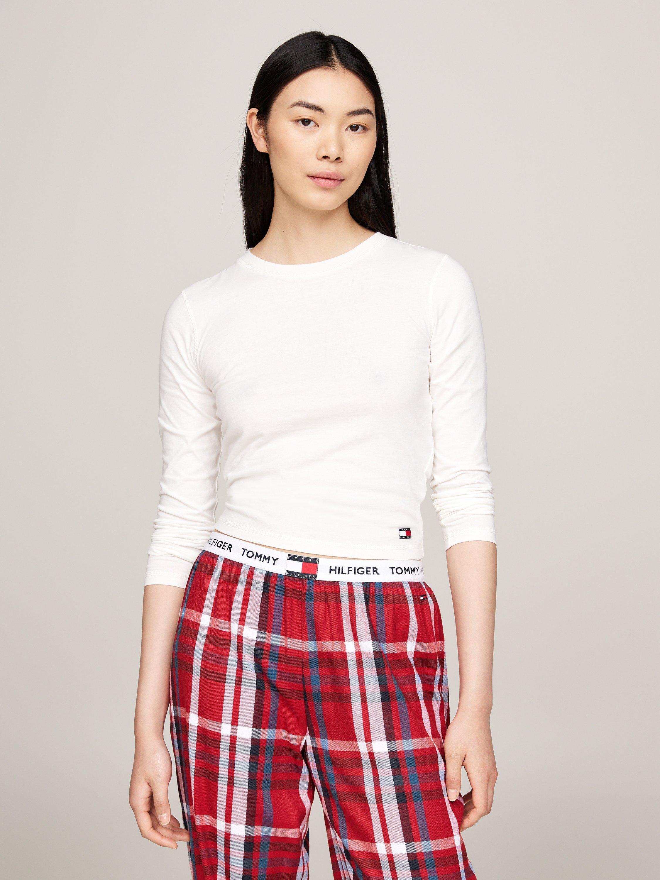 Product image 4 of 5, which shows Tommy Hilfiger Heritage Ribbed Pyjama Top, Ecru, XS