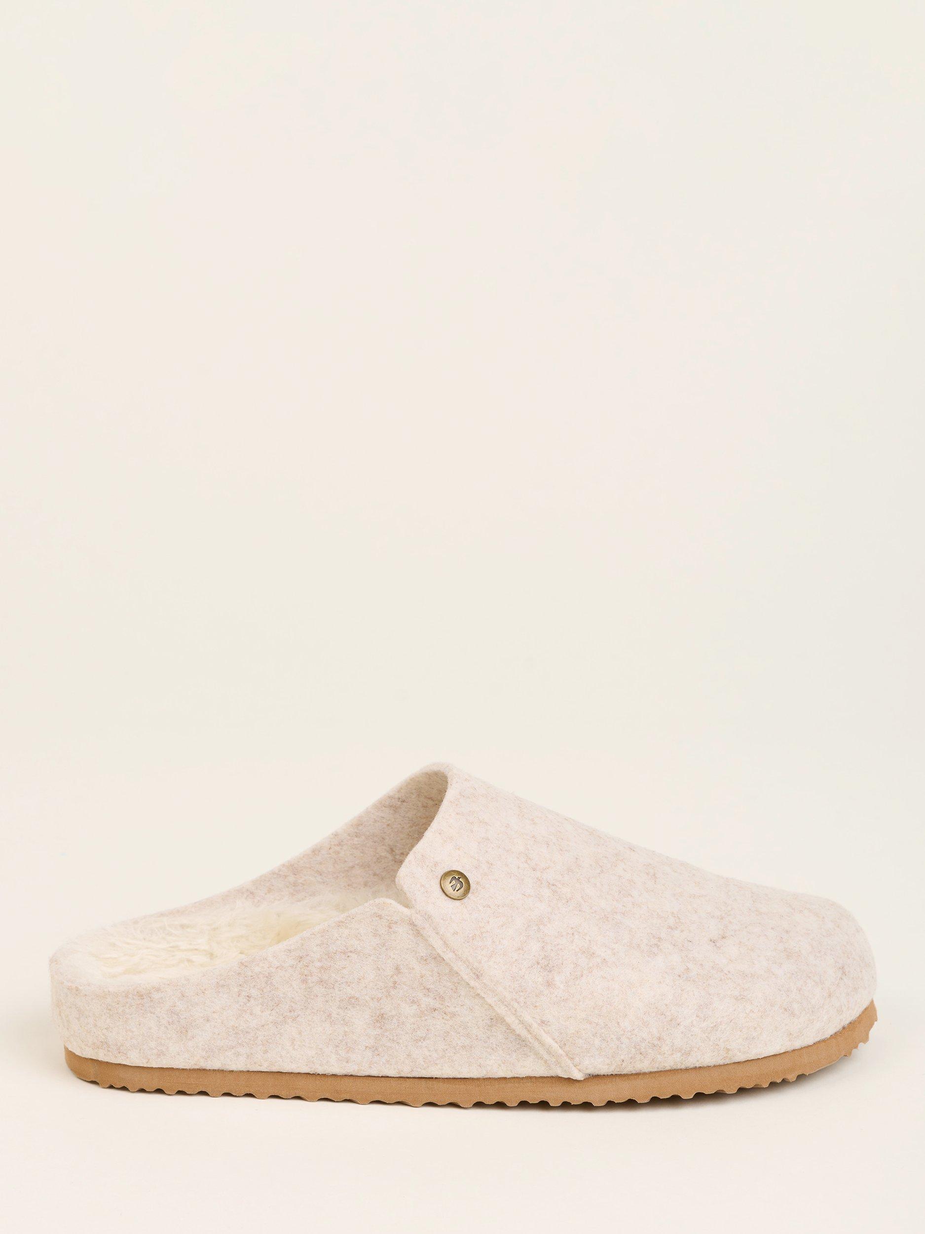 Product image 1 of 4, which shows Brakeburn Felted Slippers, Cream, 3