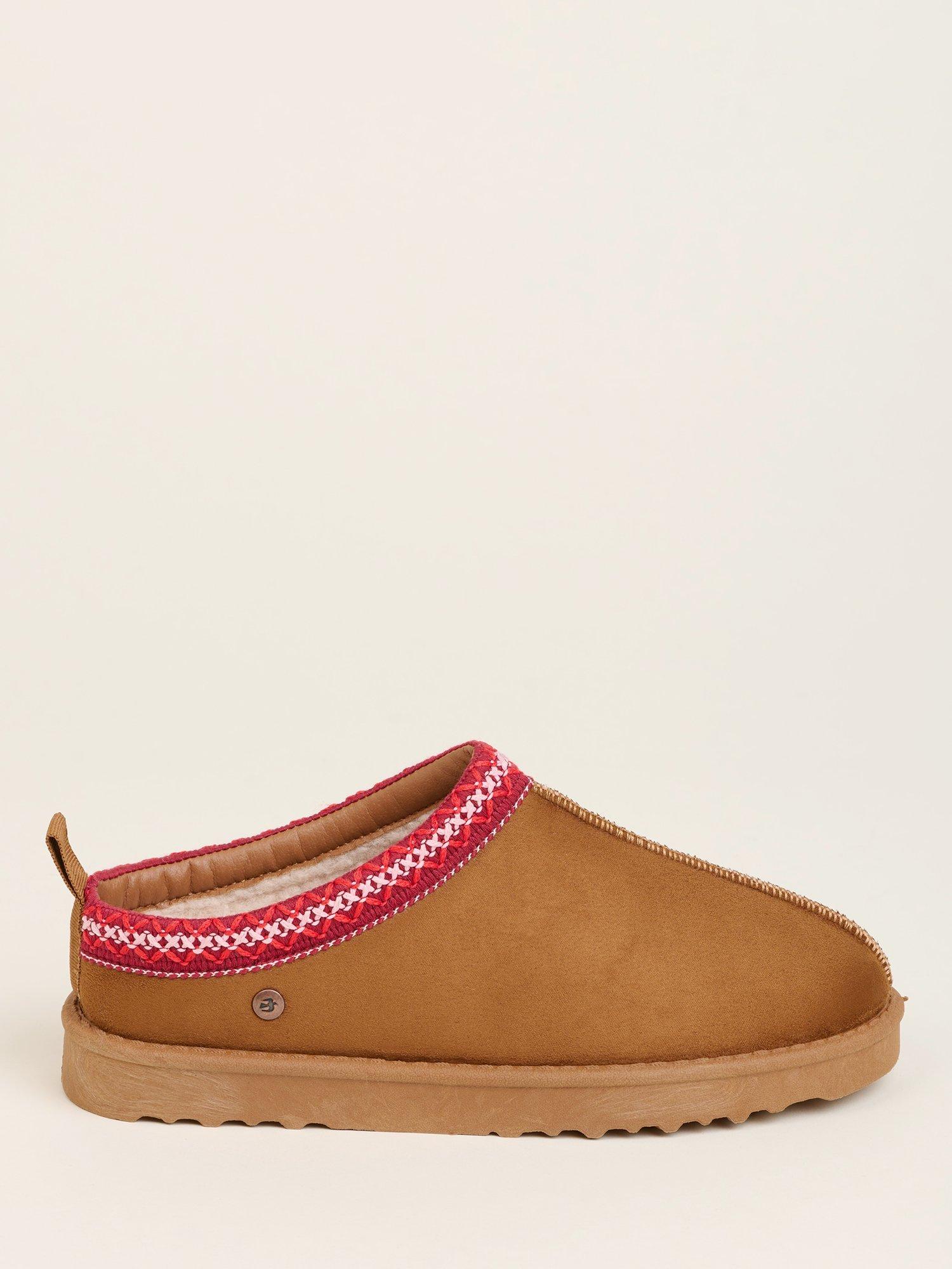 Product image 1 of 4, which shows Brakeburn Cross Stitch Slippers, Brown, 3