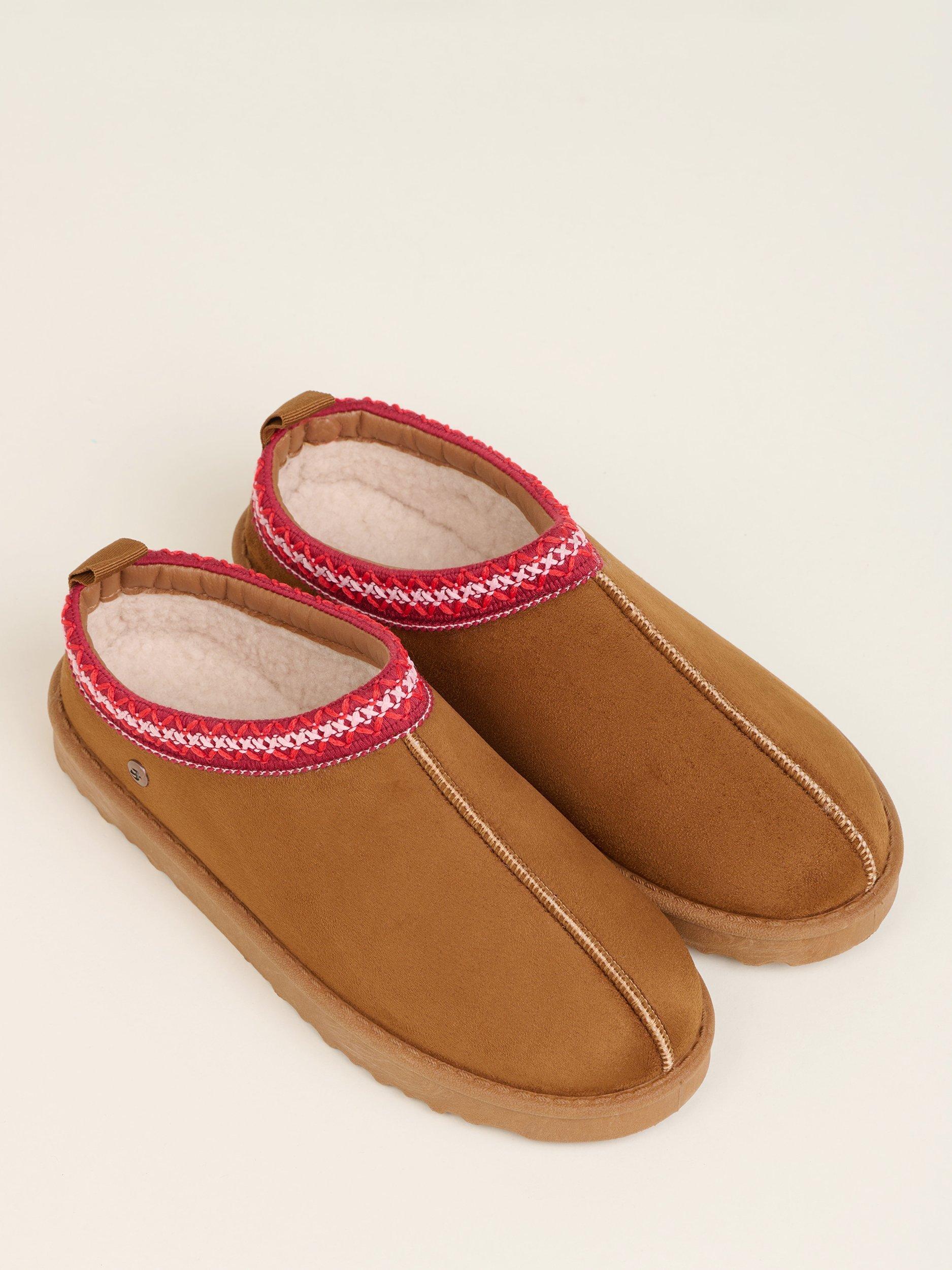 Product image 4 of 4, which shows Brakeburn Cross Stitch Slippers, Brown, 3