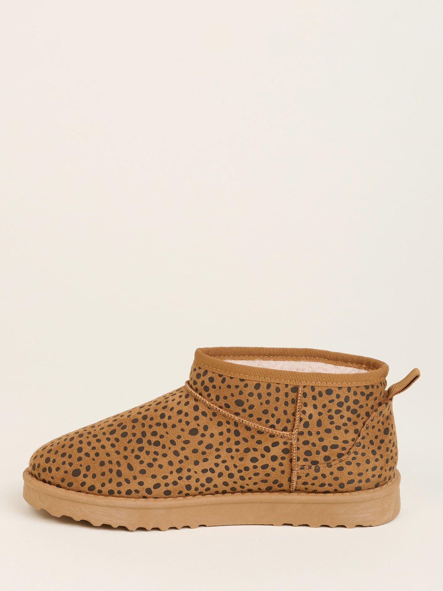 Product image 3 of 4, which shows Brakeburn Leopard Suede Slipper Boots, Brown, 3