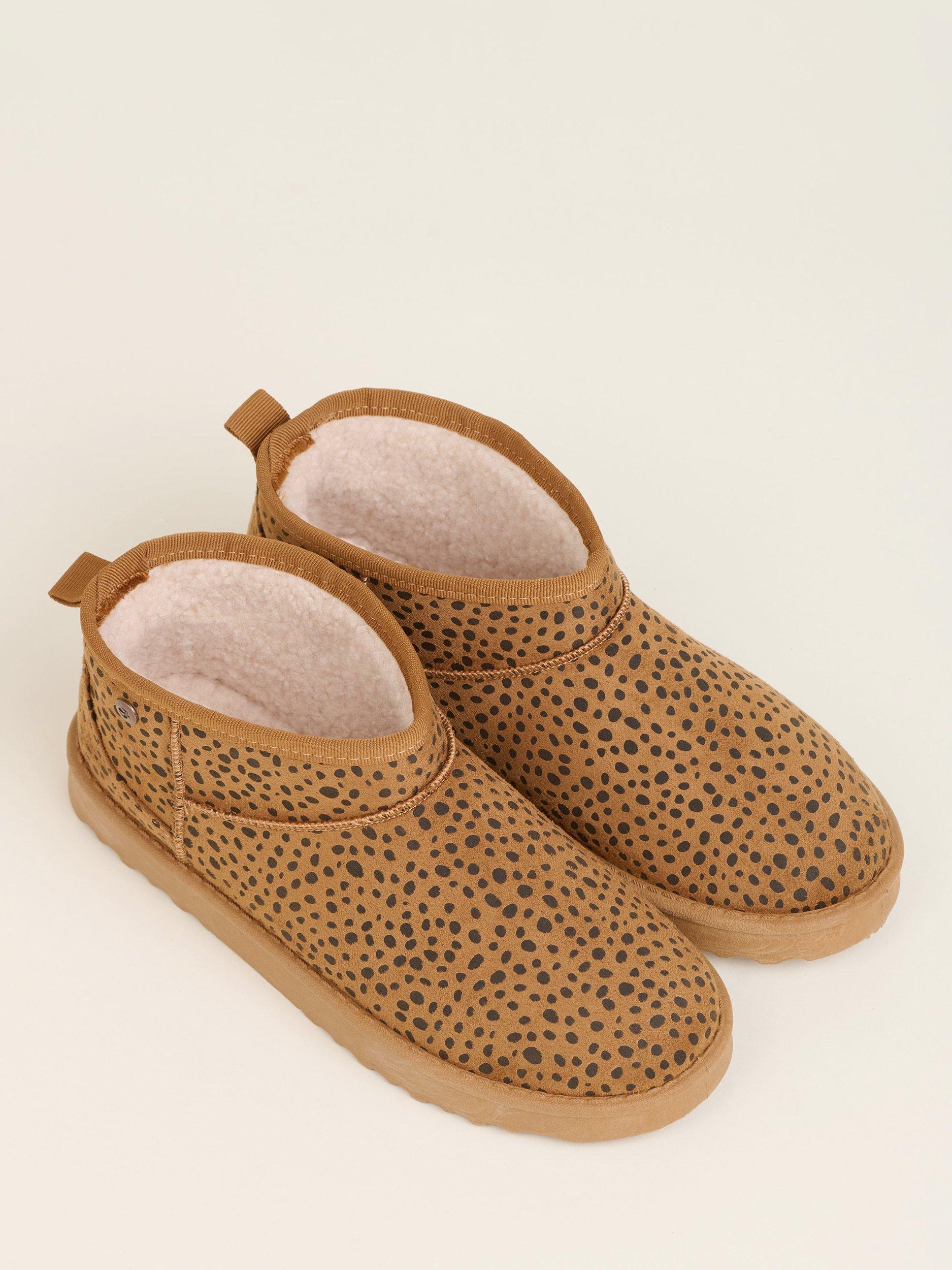 Product image 4 of 4, which shows Brakeburn Leopard Suede Slipper Boots, Brown, 3