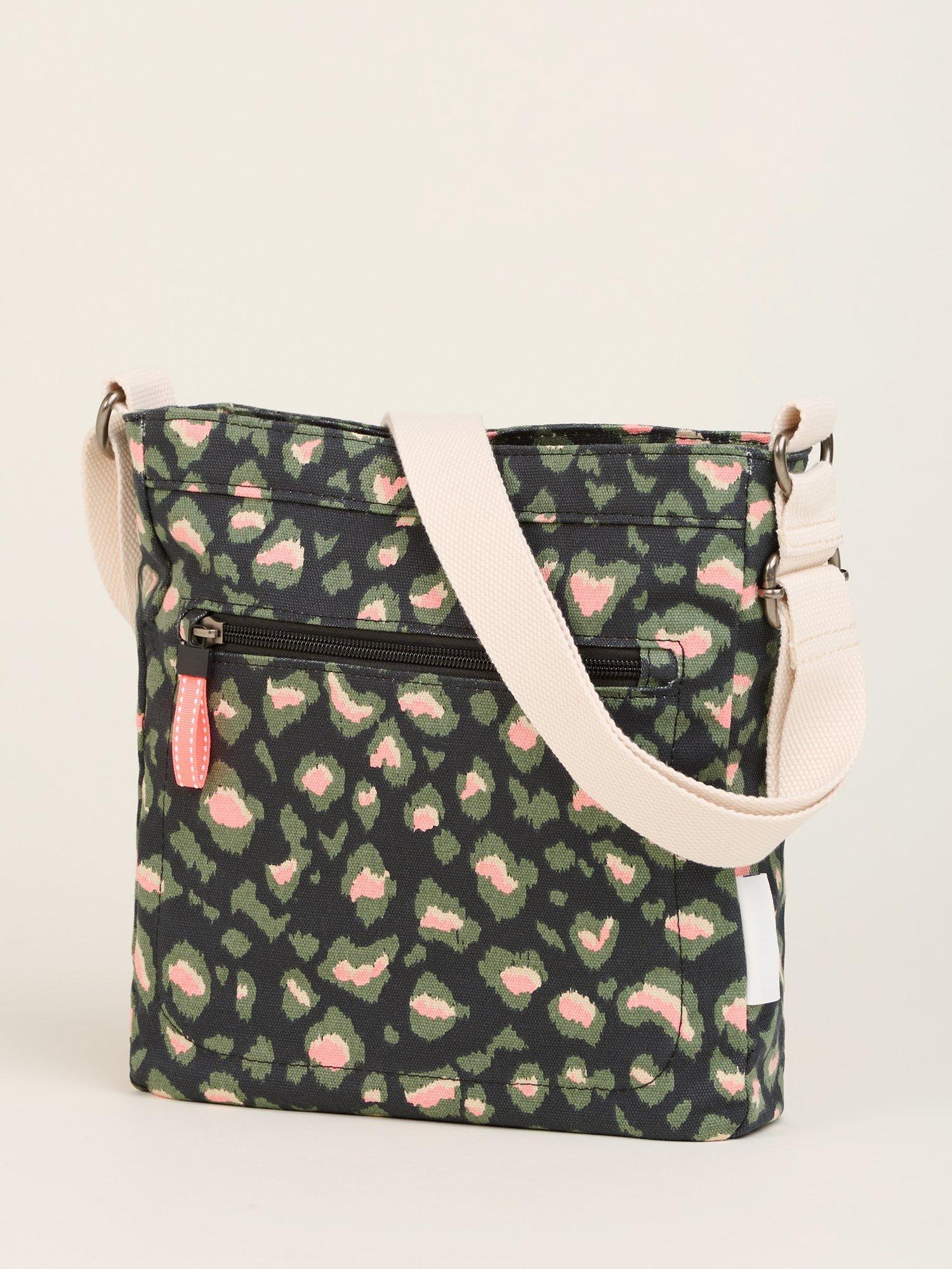 Product image 3 of 4, which shows Brakeburn Khaki Leopard Print Crossbody Bag, Large, Charcoal