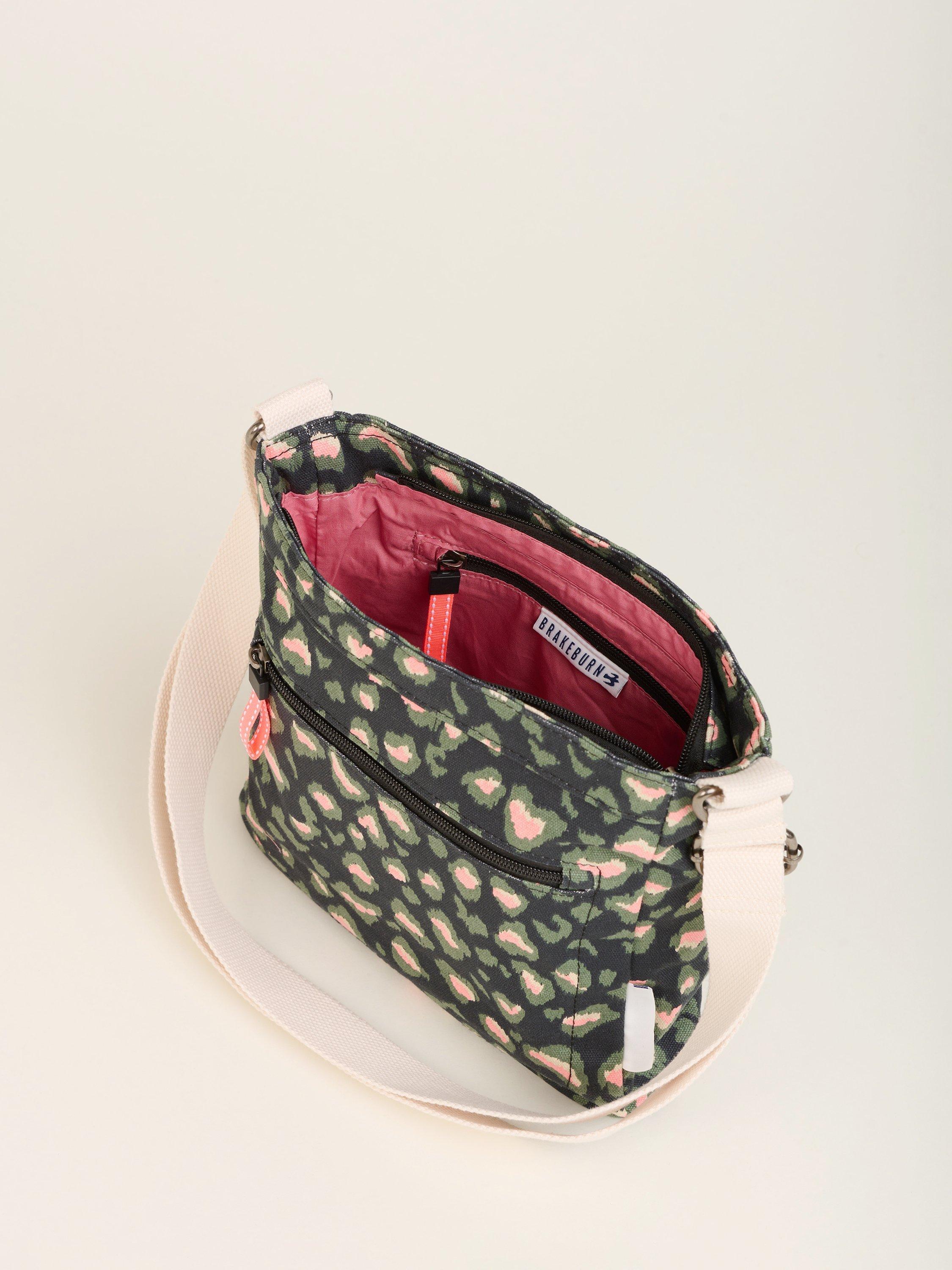 Product image 4 of 4, which shows Brakeburn Khaki Leopard Print Crossbody Bag, Large, Charcoal