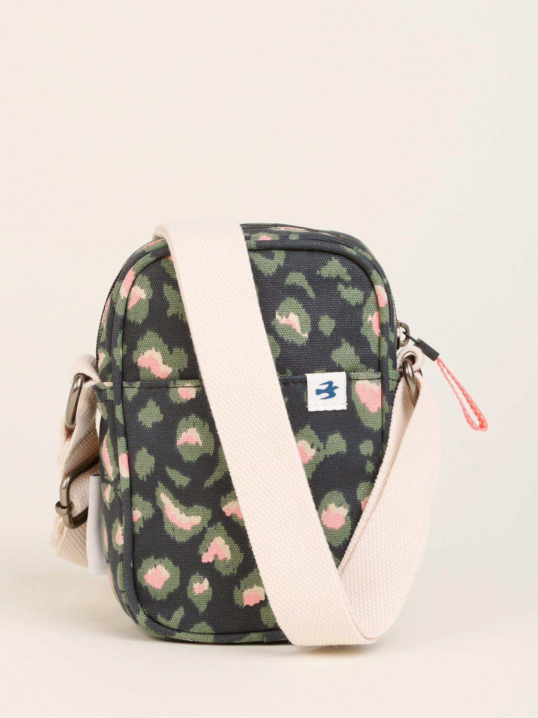 Product image 2 of 4, which shows Brakeburn Khaki Leopard Print Pouch Crossbody Bag, Small, Charcoal