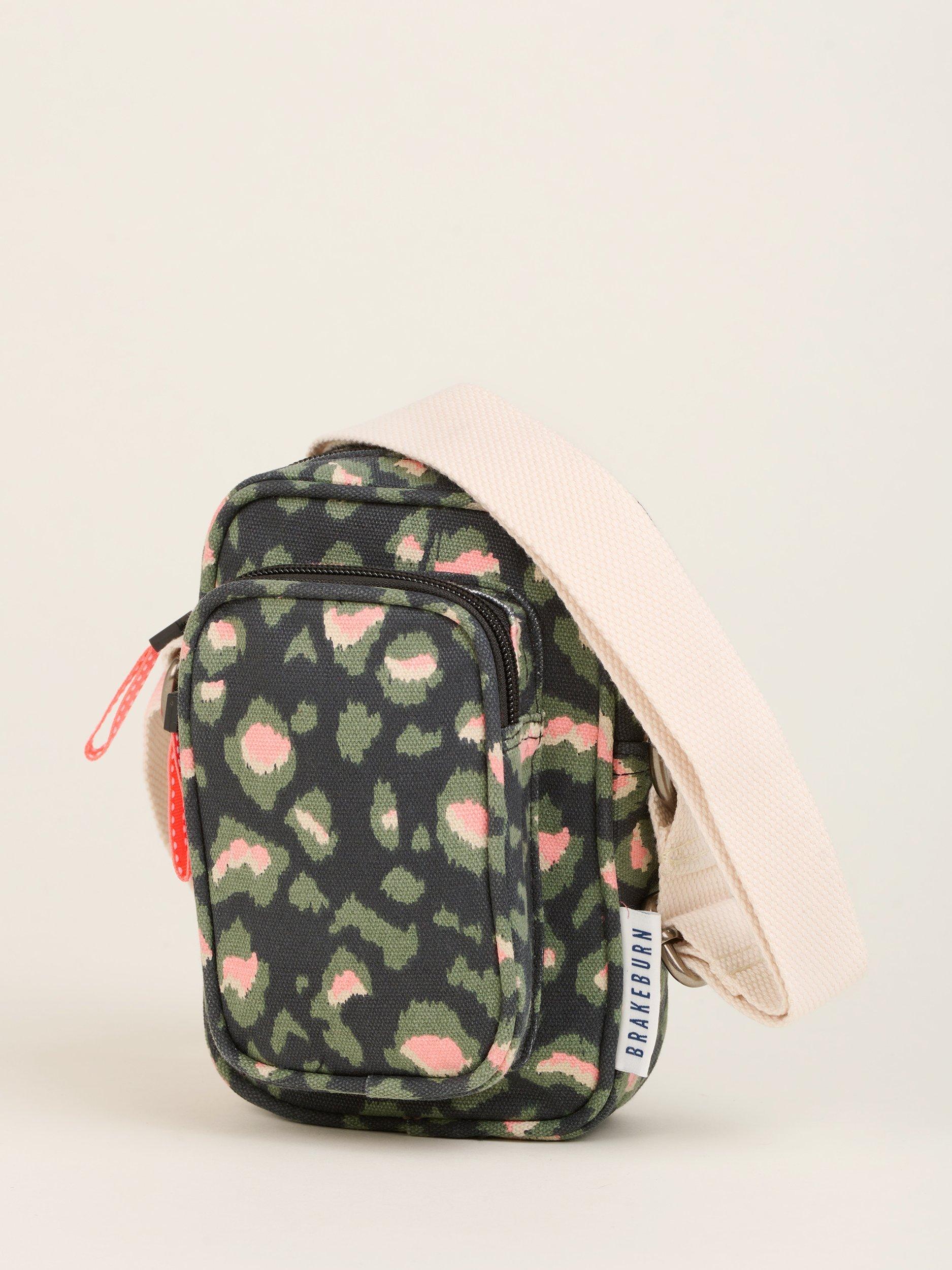 Product image 3 of 4, which shows Brakeburn Khaki Leopard Print Pouch Crossbody Bag, Small, Charcoal