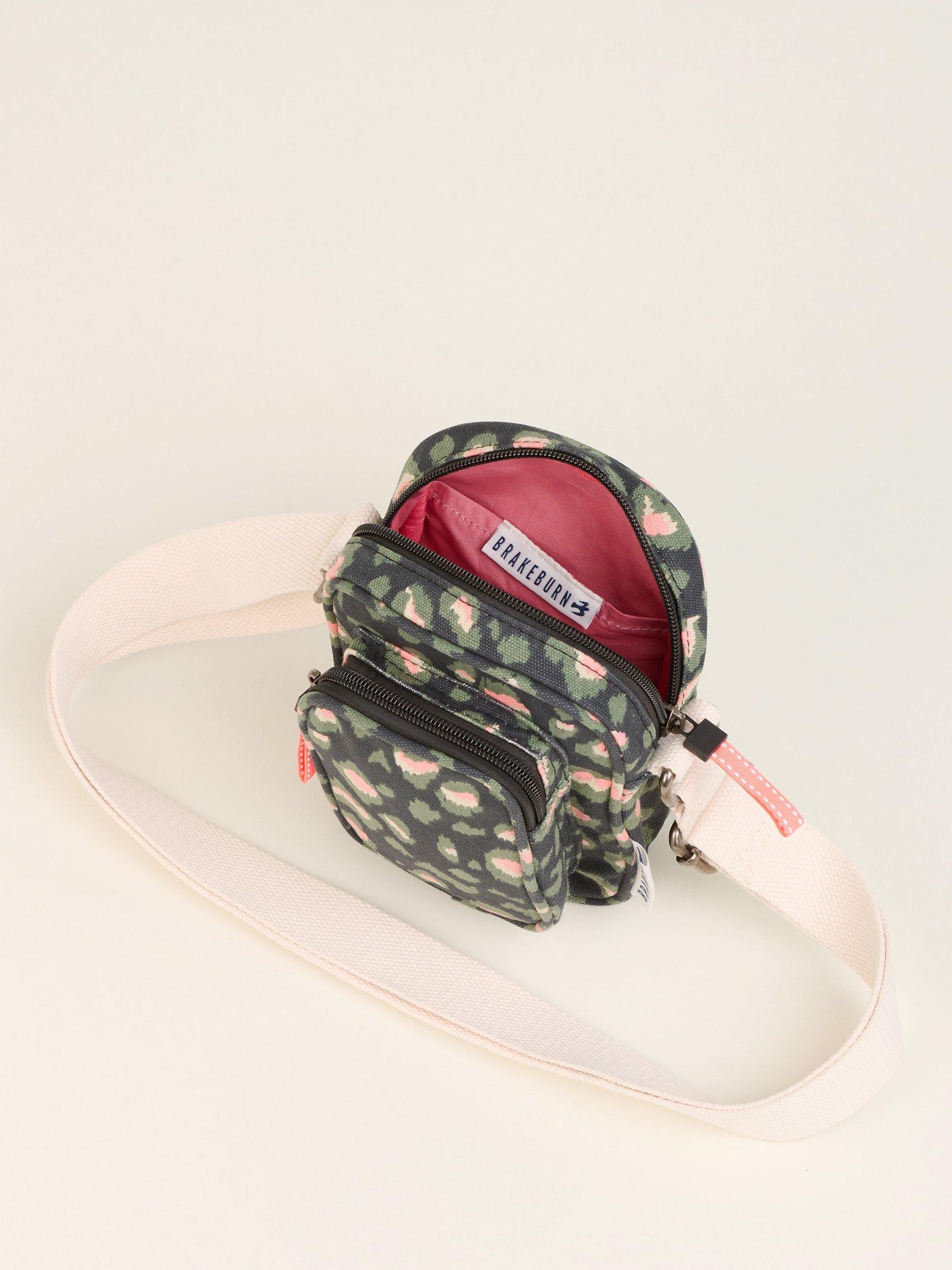 Product image 4 of 4, which shows Brakeburn Khaki Leopard Print Pouch Crossbody Bag, Small, Charcoal
