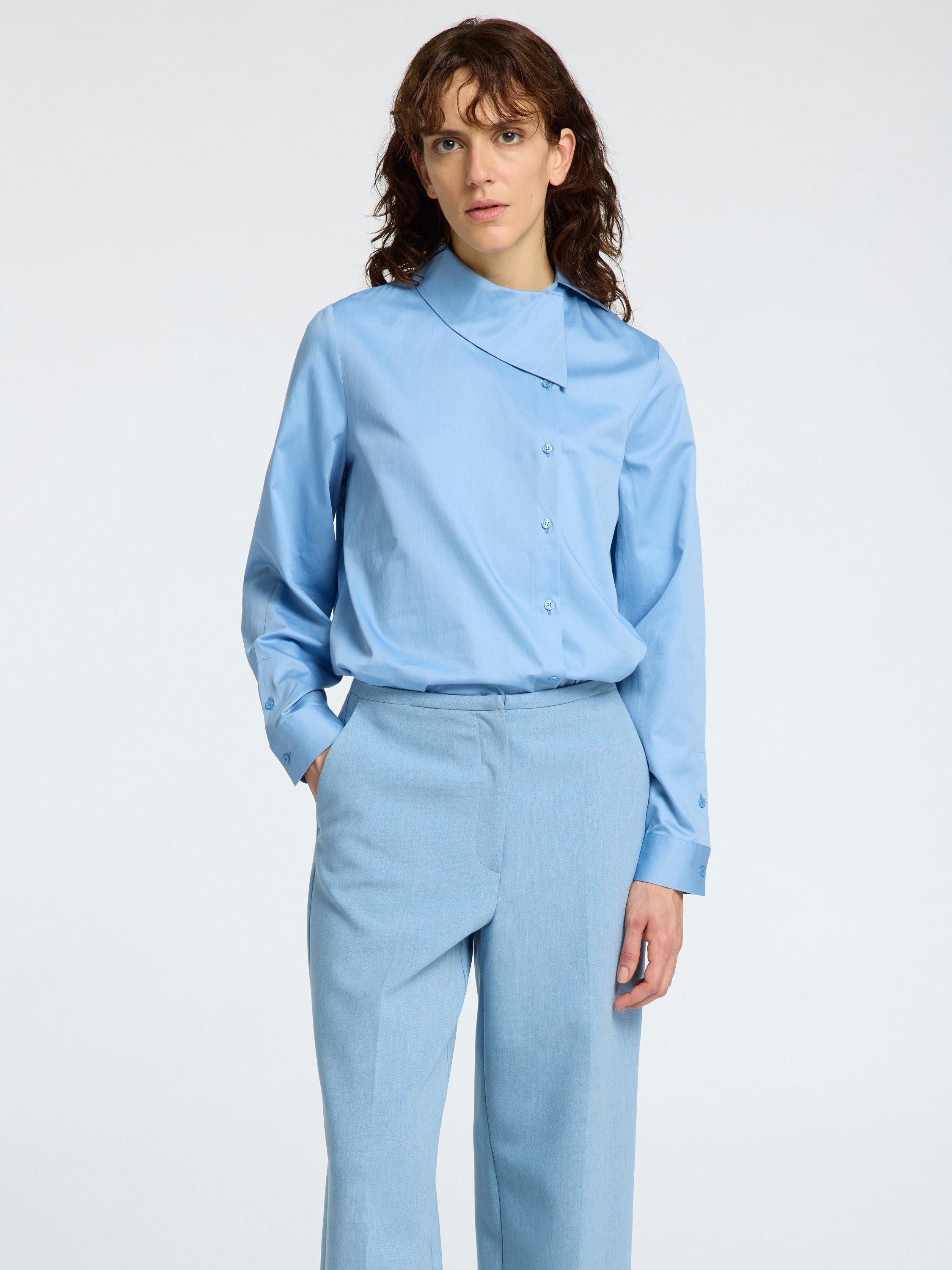 Product image 1 of 6, which shows Selected Nelina Side Button Pure Organic Cotton Shirt, Endless Sky, 36