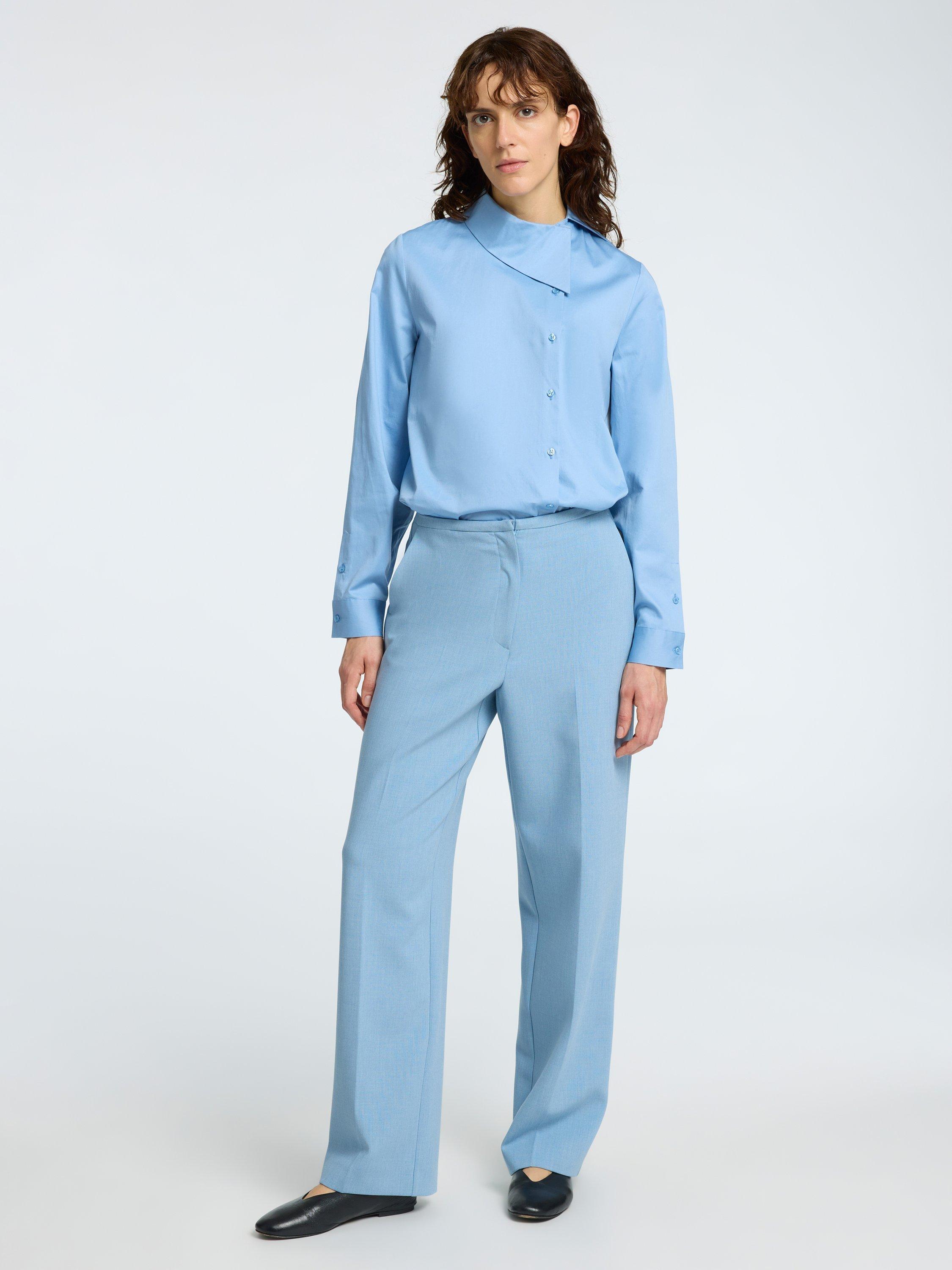 Product image 2 of 6, which shows Selected Nelina Side Button Pure Organic Cotton Shirt, Endless Sky, 36