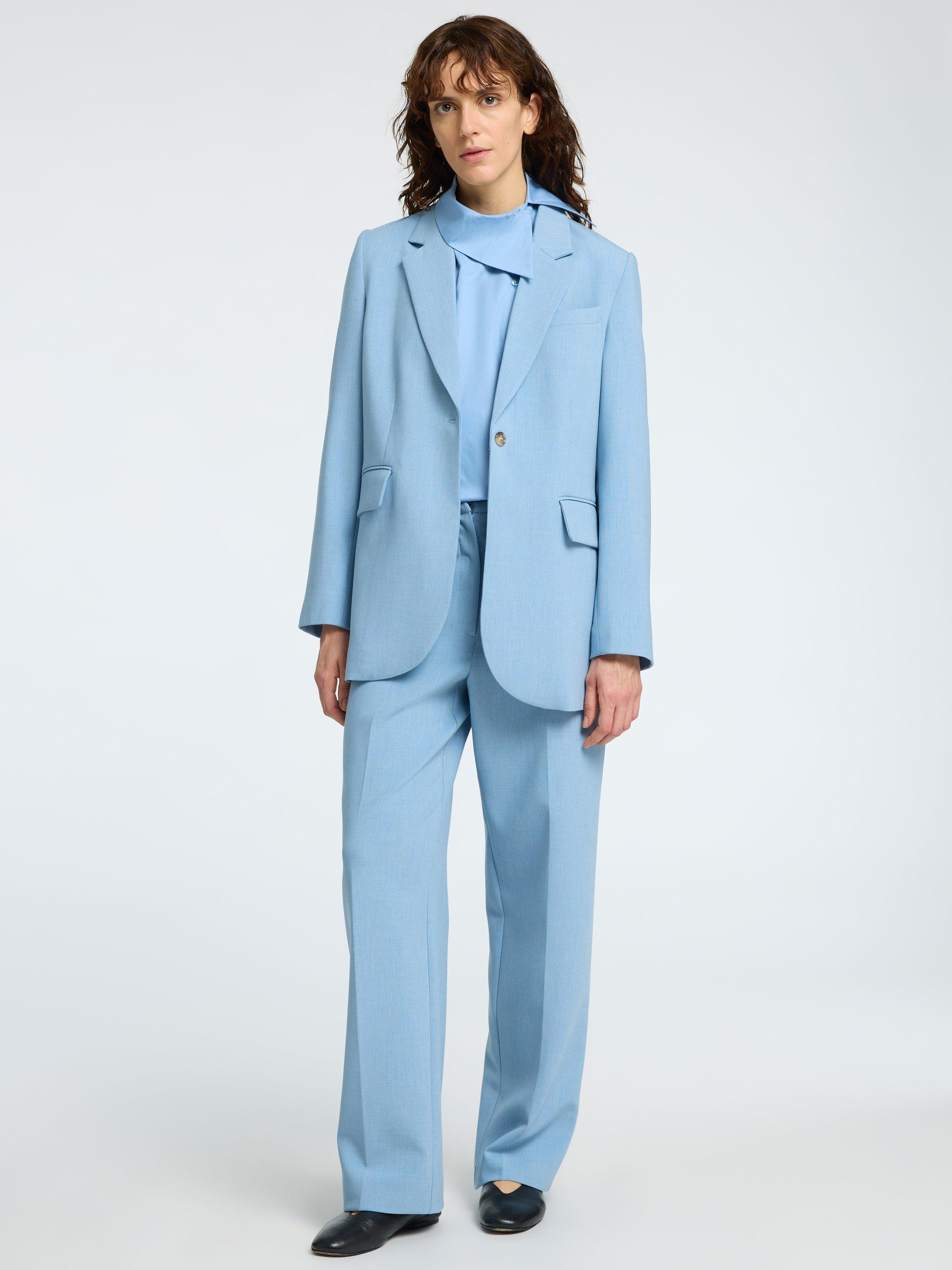 Product image 4 of 6, which shows Selected Nelina Side Button Pure Organic Cotton Shirt, Endless Sky, 36