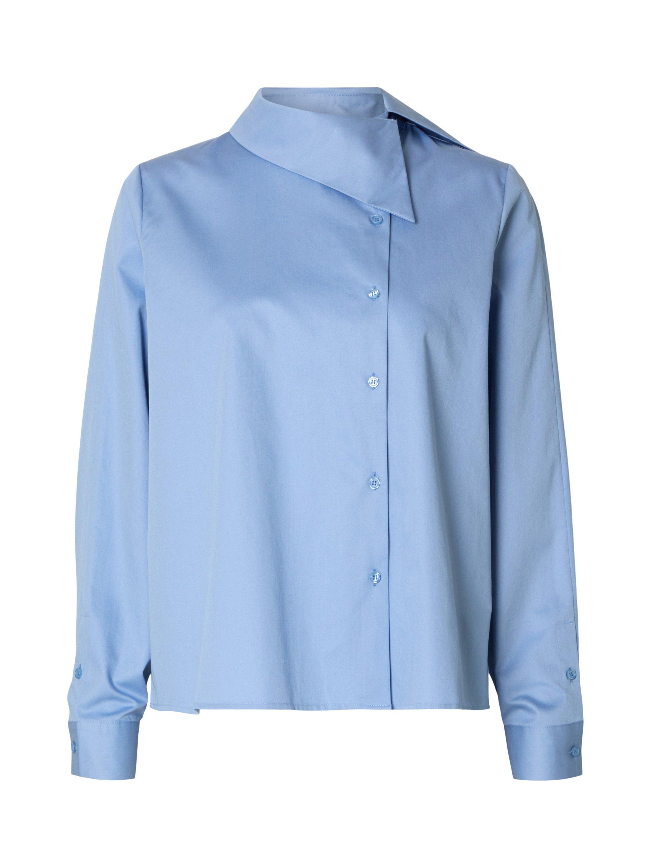 Product image 6 of 6, which shows Selected Nelina Side Button Pure Organic Cotton Shirt, Endless Sky, 36