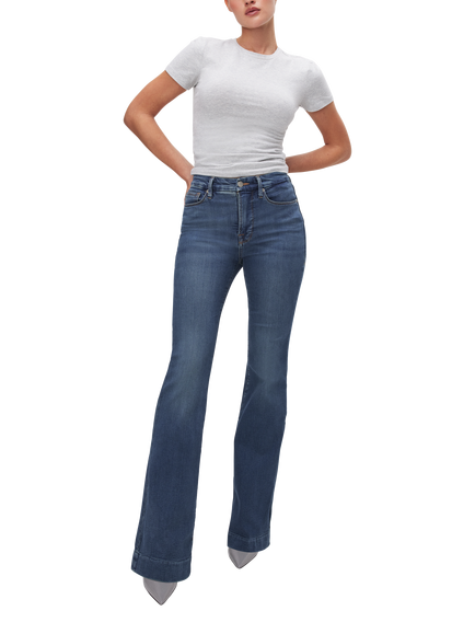 Good American Good Legs Skinny Flare Jeans, Blue, Blue