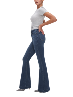 Good American Good Legs Skinny Flare Jeans, Blue - view 2, Blue