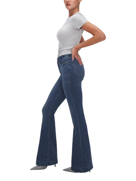 Good American Good Legs Skinny Flare Jeans, Blue - view 2, Blue