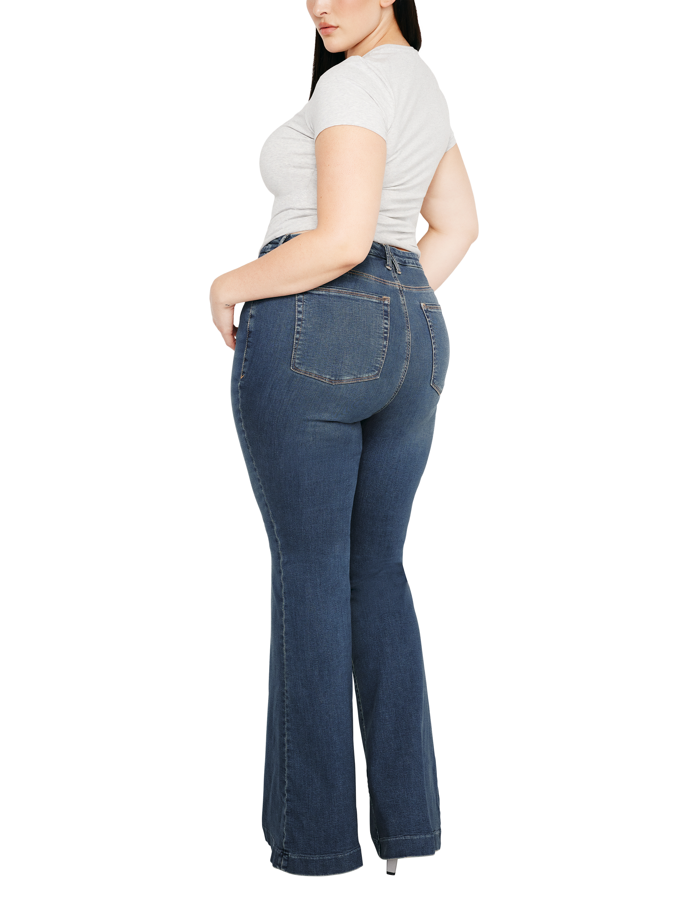 Product image 5 of 5, which shows Good American Good Legs Skinny Flare Jeans, Blue, 24