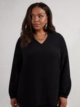 Live Unlimited Curve Petite Crochet Trim Blouse, Black