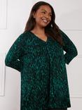 Live Unlimited Curve Petite Leopard Pleat Tunic Top, Green/Multi