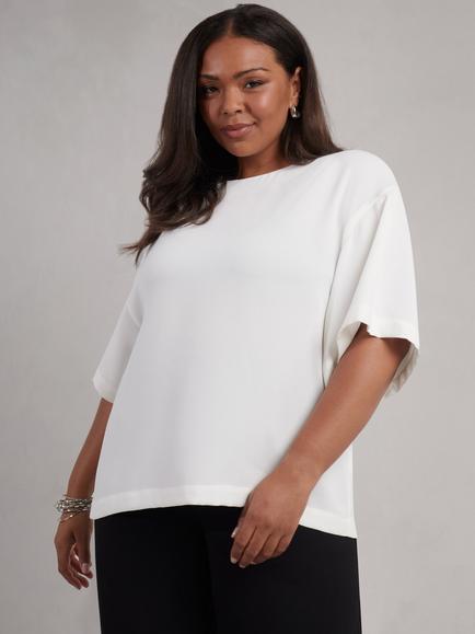 Live Unlimited Woven Crepe T-Shirt, White, White