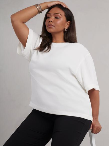 Live Unlimited Woven Crepe T-Shirt, White - view 2, White