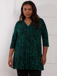 Live Unlimited Curve Leopard Tunic Top, Green/Multi