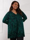 Live Unlimited Curve Leopard Tunic Top, Green/Multi