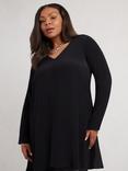 Live Unlimited Curve Split Front Tunic Top, Black