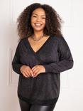 Live Unlimited Curve Metallic Wrap Jumper, Black