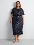 Live Unlimited Curve Sequin Midaxi Skirt, Navy