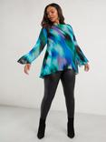 Live Unlimited Curve Abstract Print Blouse, Blue/Multi