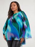 Live Unlimited Curve Abstract Print Blouse, Blue/Multi