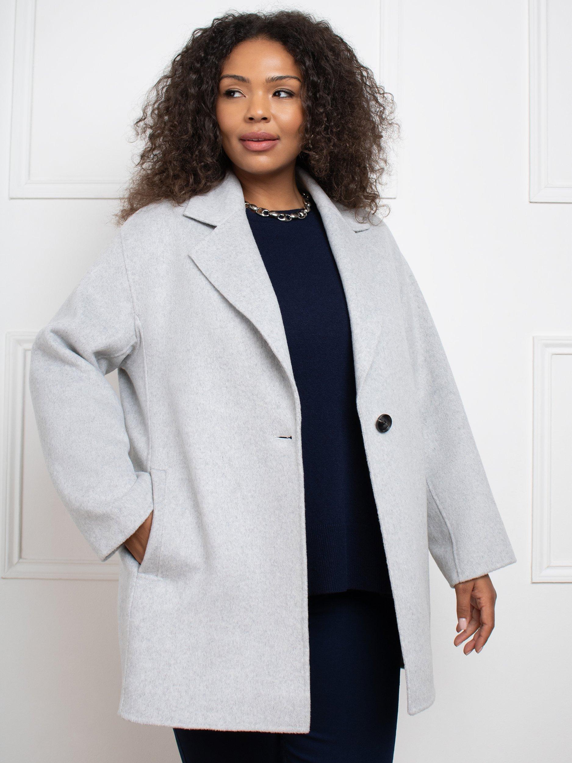 Live Unlimited Curve Double Faced Wool Blend Coat Light Grey