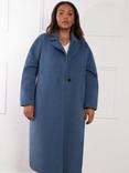 Live Unlimited Curve Double Faced Wool Blend Coat, Blue, Blue