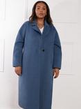 Live Unlimited Curve Double Faced Wool Blend Coat, Blue