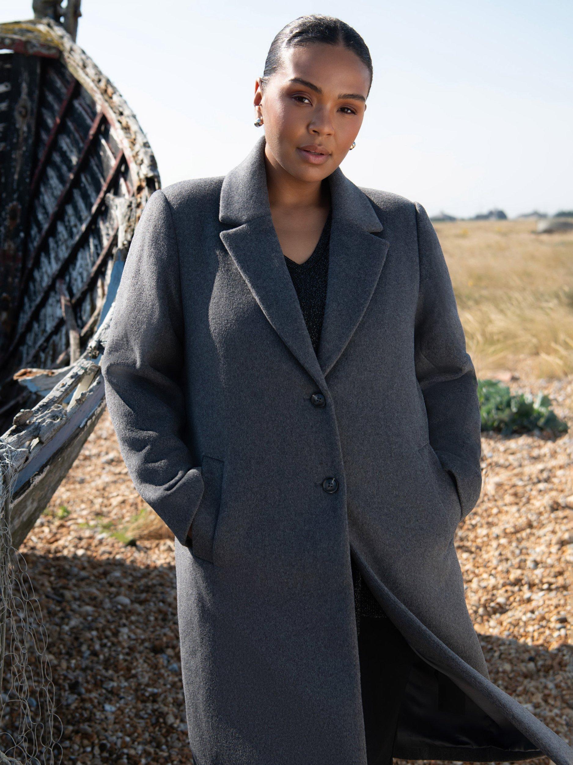 Grey longline coat womens online