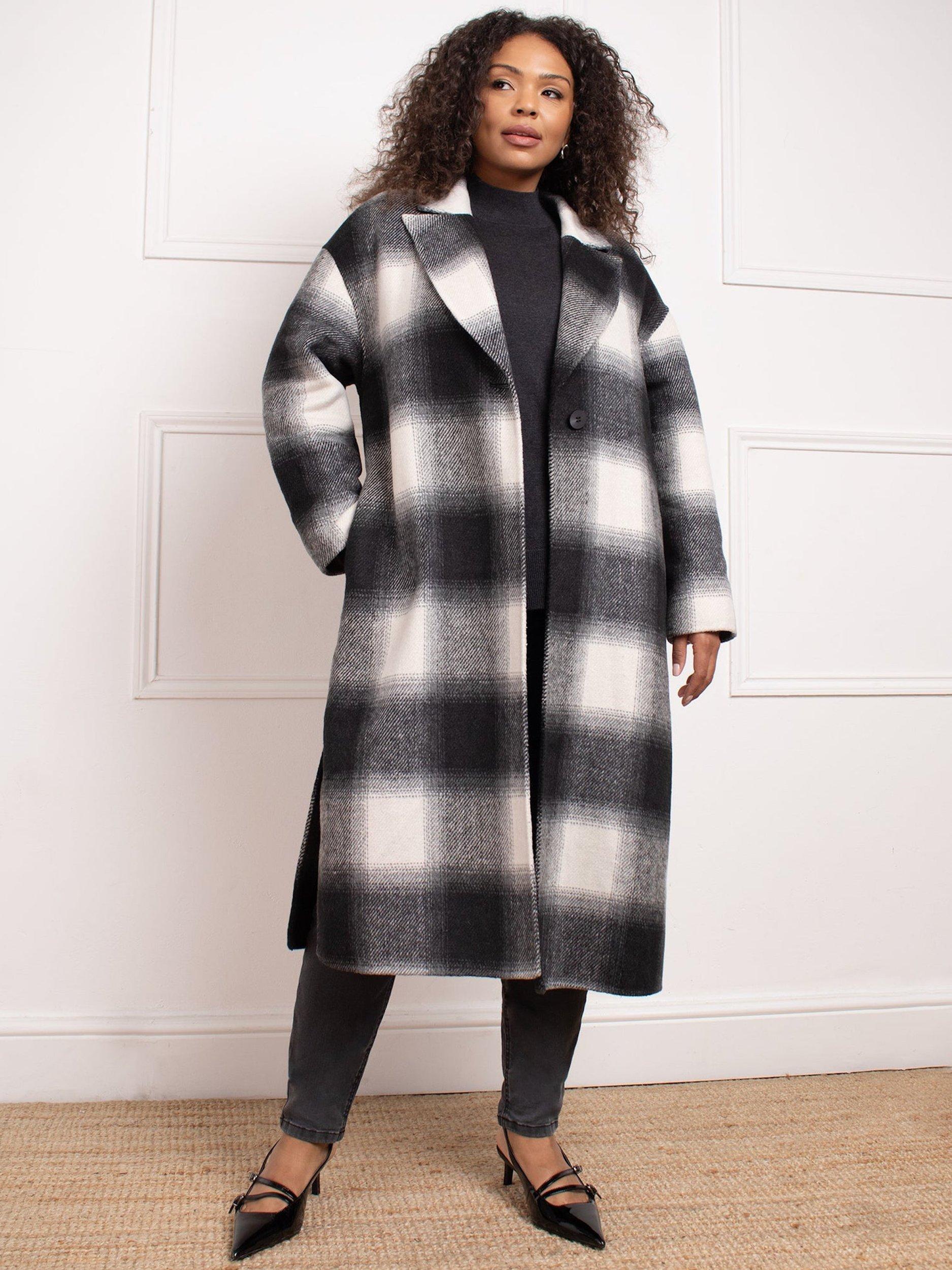 Black and white check coat online