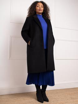 Live Unlimited Curve Wool Blend Longline Coat, Black, Black