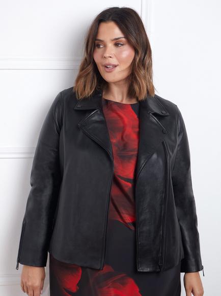 Live Unlimited Curve Leather Jacket, Black, Black