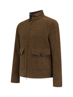 Guards London Cameron Wool Tweed Harrington Jacket, Brown