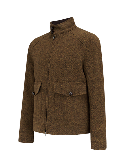 Guards London Cameron Wool Tweed Harrington Jacket, Brown