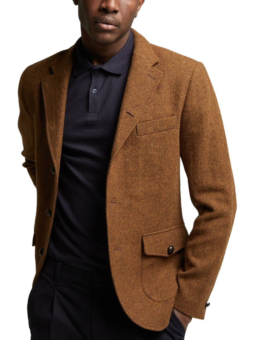 Product image 2 of 6, which shows Guards London Allenby Wool Tweed Blazer, Brown, 36R