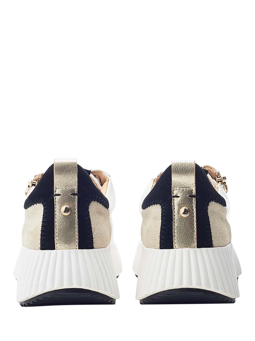 Product image 3 of 4, which shows Moda in Pelle Bouville Leather Chunky Zip Detail Trainers, White/Black, 3