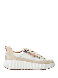 Moda in Pelle Bouville Leather Chunky Zip Detail Trainers, Off White