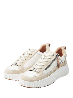 Moda in Pelle Bouville Leather Chunky Zip Detail Trainers - view 2, Off White