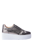 Moda in Pelle Aneeba Metallic Leather Platform Trainers, Pewter