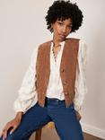 Mint Velvet Suede Waistcoat, Brown Tan