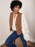 Mint Velvet Suede Waistcoat, Brown Tan