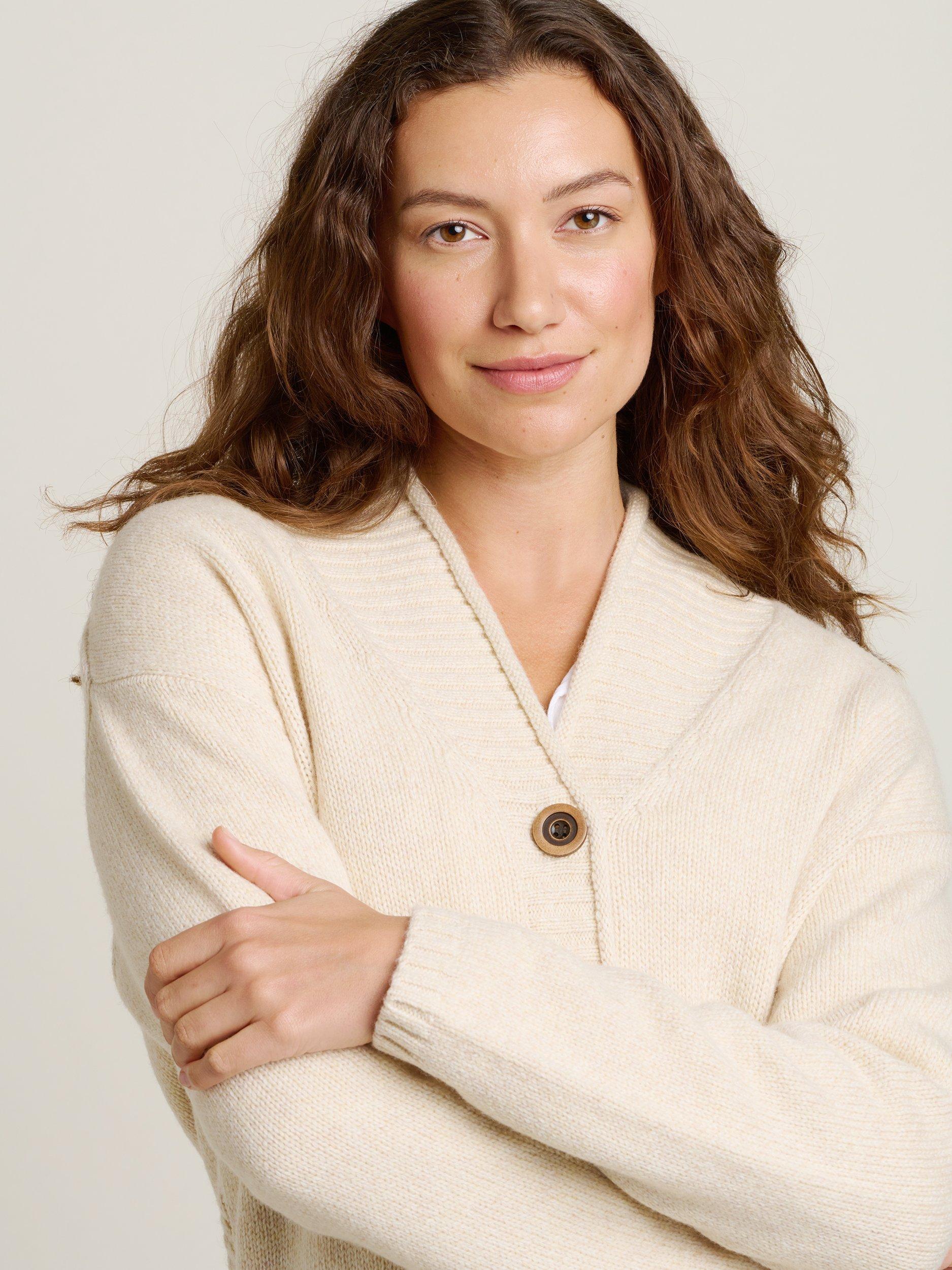 Product image 3 of 4, which shows Brakeburn Shawl Collar Knit Cardigan, Cream, 8
