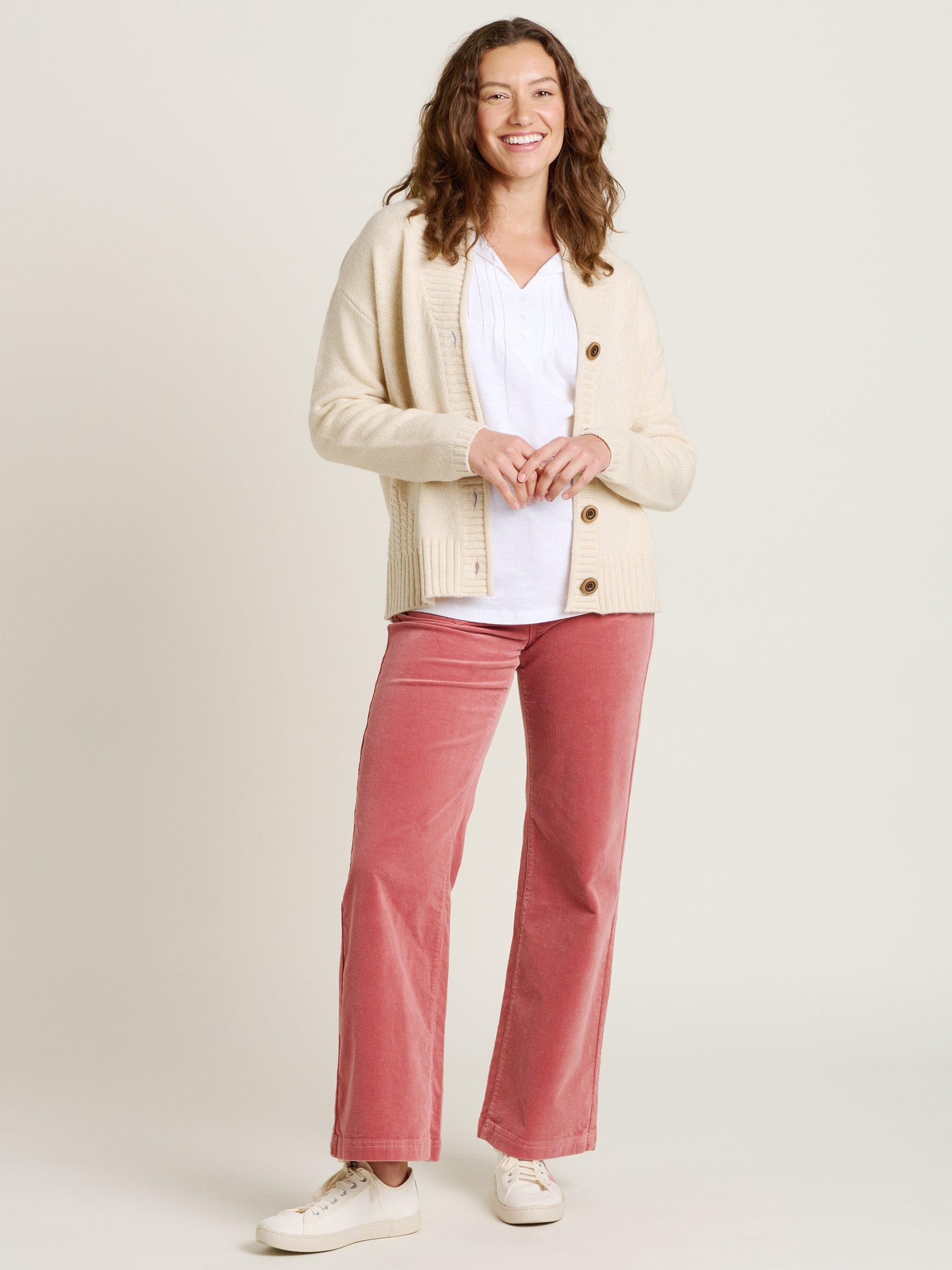 Product image 4 of 4, which shows Brakeburn Shawl Collar Knit Cardigan, Cream, 8