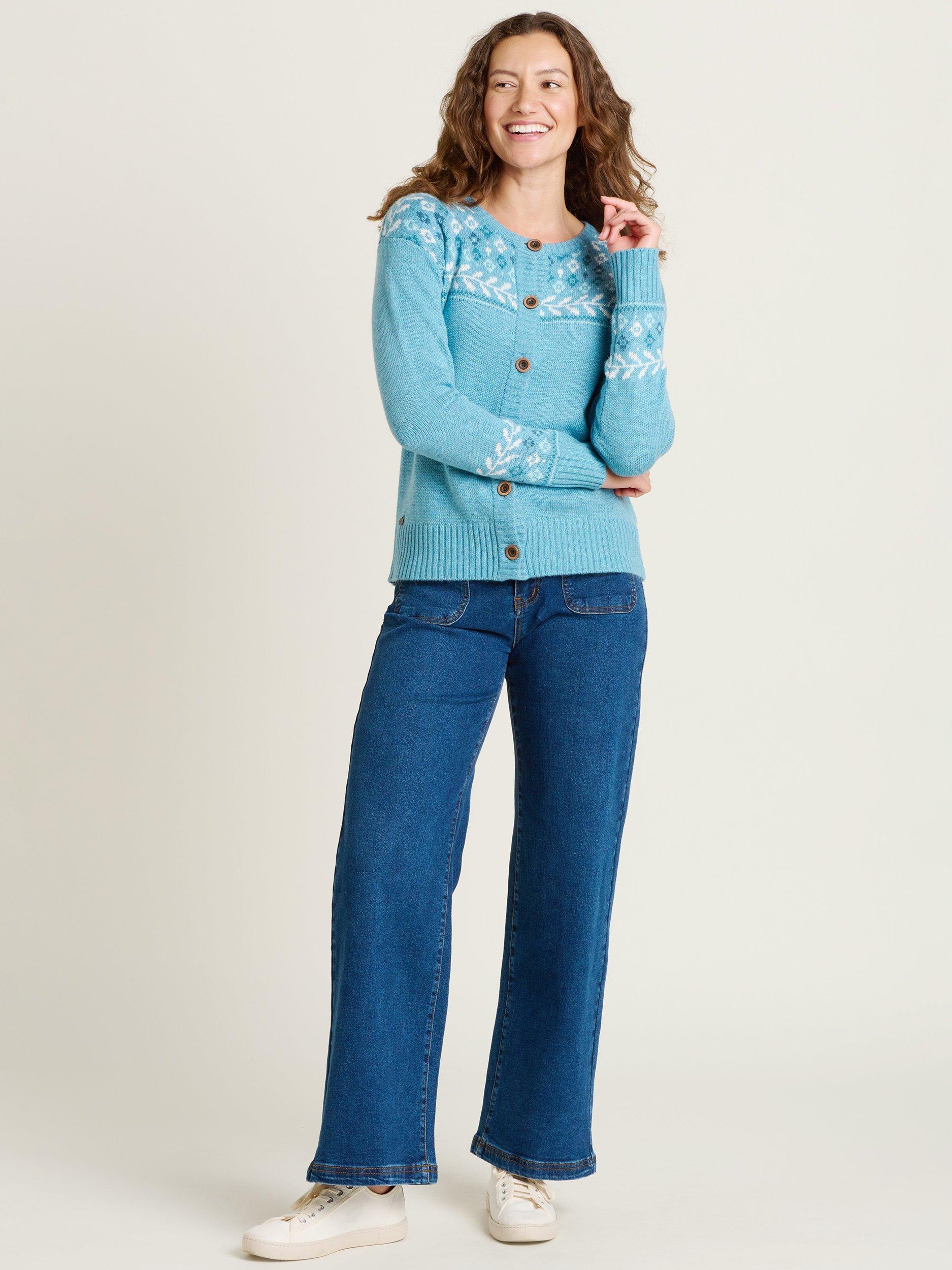 Product image 4 of 4, which shows Brakeburn Laurel Knitted Cardigan, Turquoise, 8