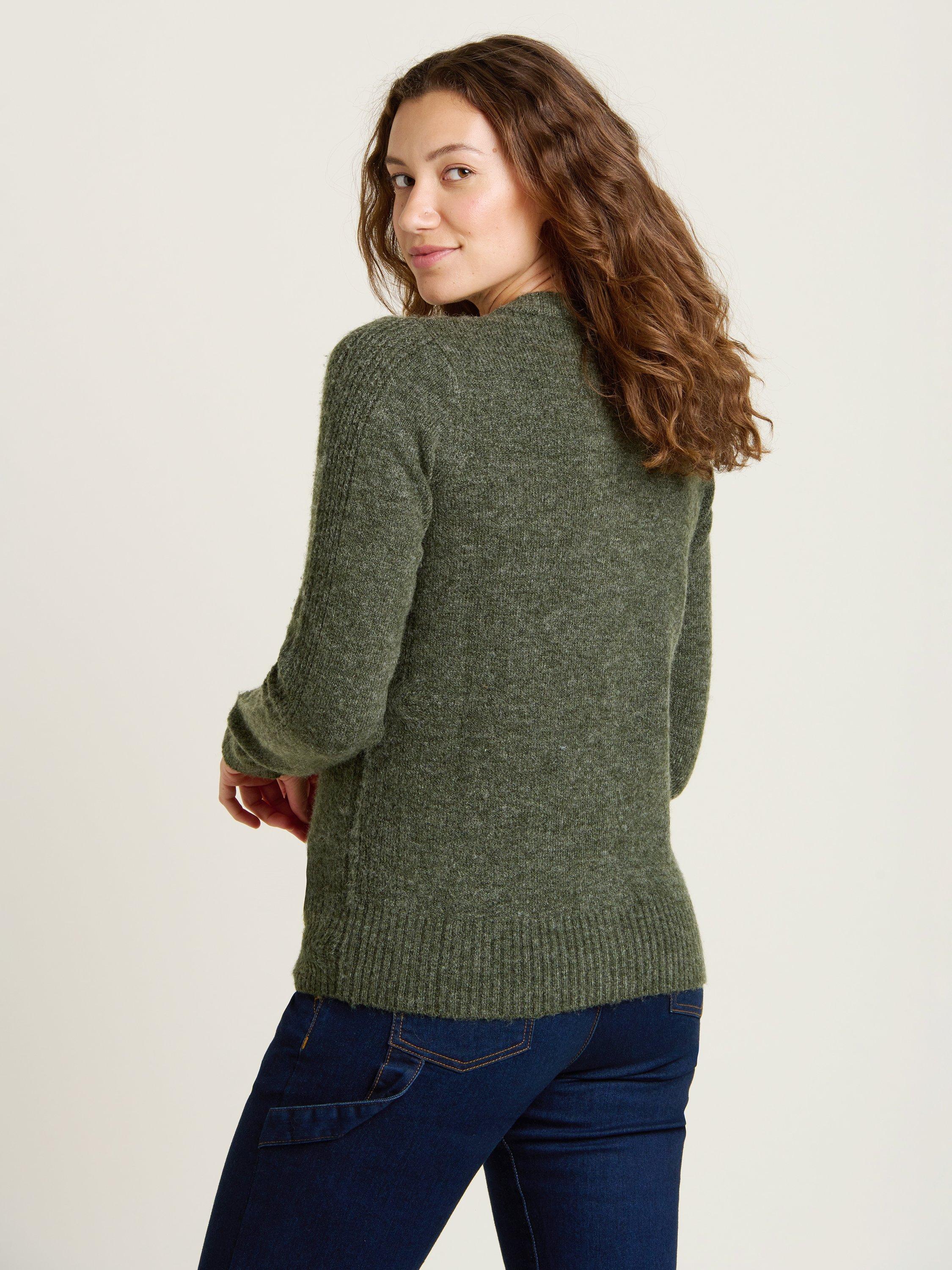 Product image 2 of 4, which shows Brakeburn Rib Stitch Cardigan, Green, 8